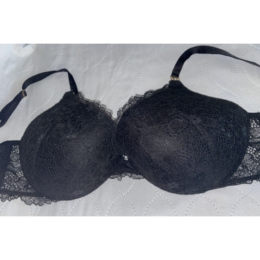 Victoria's Secret Very Sexy Black Lace Uplift Plunge Bra 36D Lingerie